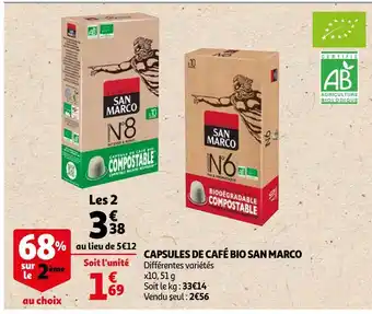 Auchan San marco capsules de café bio offre