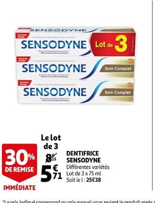 Auchan Sensodyne dentifrice offre