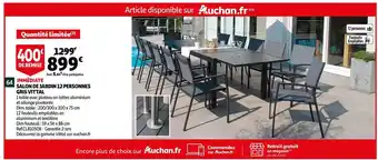 Auchan Salon de jardin 12 personnes gris vittal offre