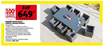 Auchan Ensemble repas agate 9 pièces + housse offerte offre