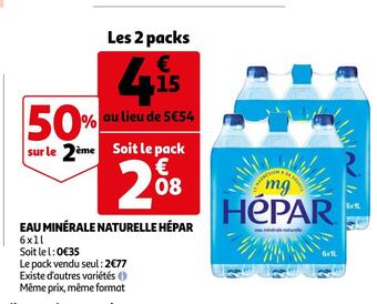 Auchan Hépar eau minérale naturelle offre