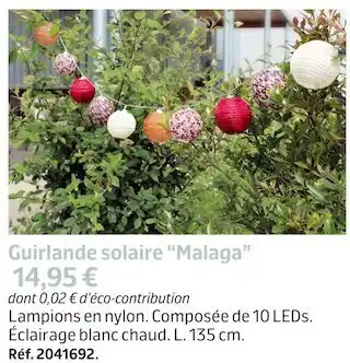 Jardiland Guirlande solaire “malaga” offre