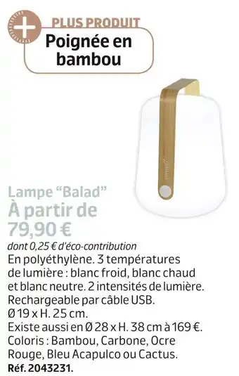 Jardiland Lampe “balad” offre