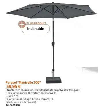Jardiland Parasol “manivelle 300” offre