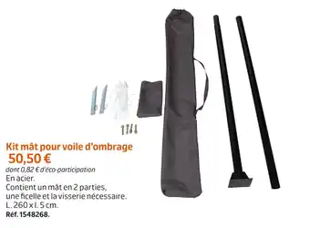 Jardiland Kit mât pour voile d’ombrage offre