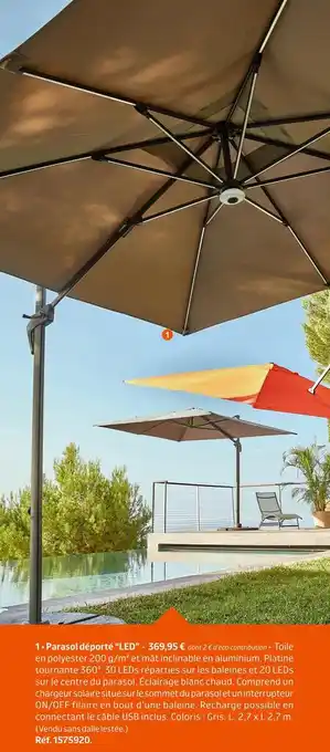 Jardiland Parasol déporté “led” offre