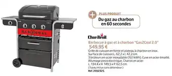 Jardiland Barbecue à gaz et à charbon “gas2coal 2.0” offre