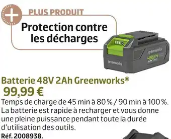 Jardiland Batterie 48v 2ah greenworks® offre