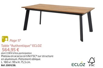 Jardiland Ecloz table authentique offre