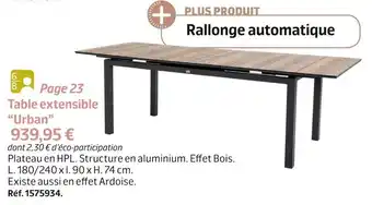 Jardiland Table extensible “urban” offre