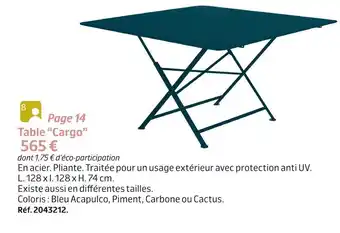 Jardiland Table “cargo” offre