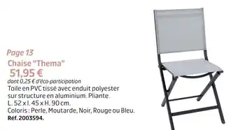 Jardiland Chaise thema offre