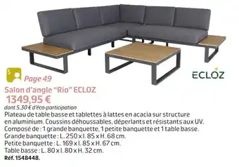 Jardiland Ecloz salon d’angle “rio” offre