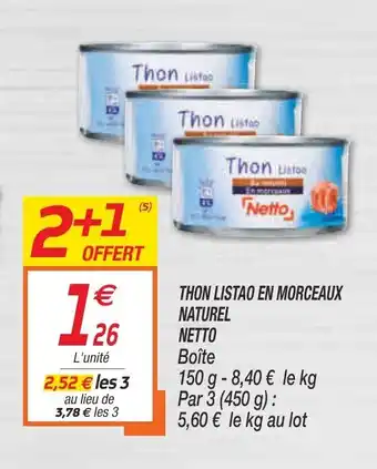 Netto Thon listao en morceaux naturel netto offre