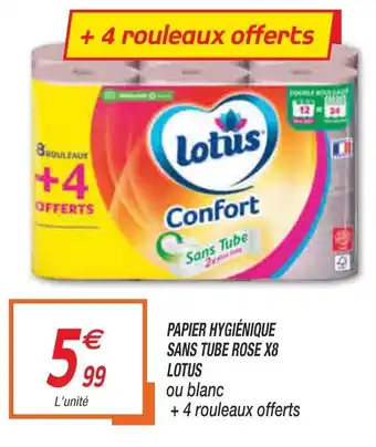Netto Papier hygiénique sans tube rose X8 lotus offre