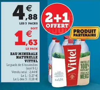 Hyper U Eau minerale naturelle vittel offre