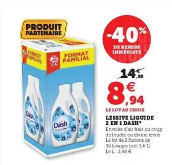 Hyper U Lessive liquide 2 en 1 dash offre