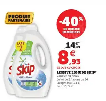 Hyper U Lessive liquide skip offre