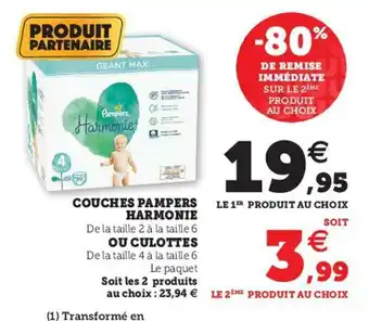 Hyper U Couches Pampers Harmonie offre