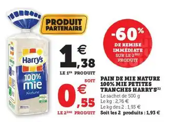 Hyper U Pain de mie nature 100% mie Petites Tranches Harry's offre