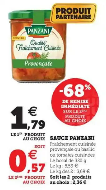 Hyper U Sauce Panzani offre