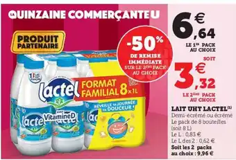 Hyper U Lait UHT Lactel offre