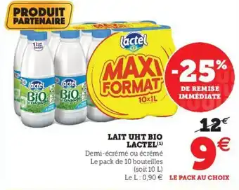 Hyper U Lait UHT Bio Lactel offre