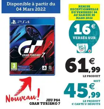 Hyper U Jeu PS4 Gran Turismo7 offre
