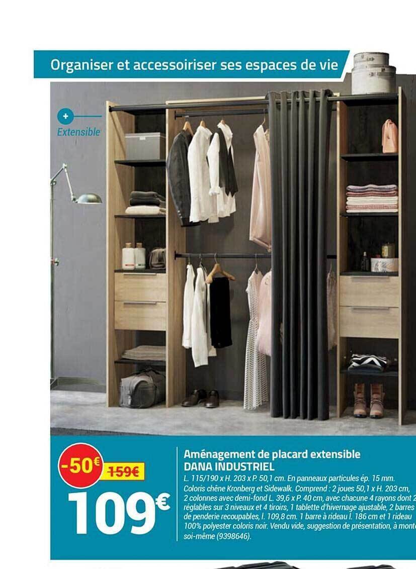 Promo Aménagement De Placard Extensible Dana Industriel chez Bricorama