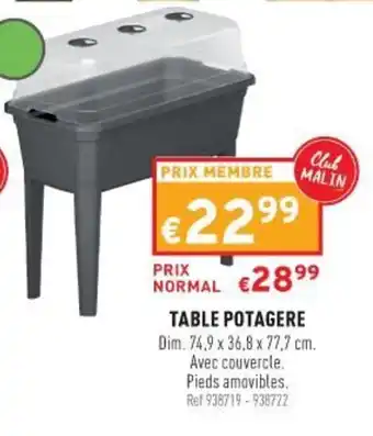 Trafic Table Potagere offre