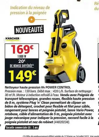 Bricorama Nettoyeur Haute Pression K4 Power Control offre