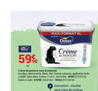 Bricorama Crème De Peinture Murs & Plafonds offre