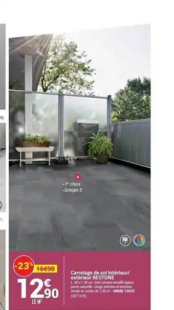 Bricorama Carrelage De Sol Intérieur - Extérieur Bestone offre