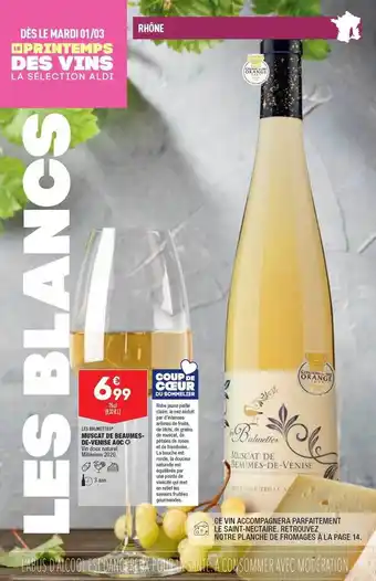 ALDI Les Balmettes Muscat De Beaumes-de-venise Aoc Vin Doux Naturel offre