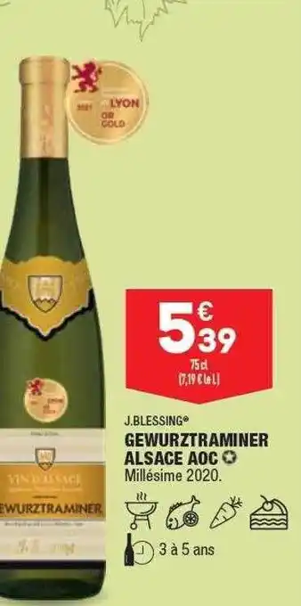 ALDI J. Blessing Gewurztraminer Alsace Aoc Millésime 2020 offre