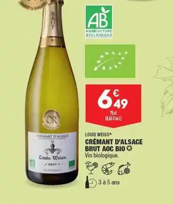 ALDI Louis Weiss Crémant D'alsace Brut Aoc Bio offre