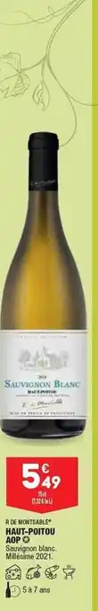 R De Montsable Haut-poitou Aop Sauvignon Blanc Millésime 2021