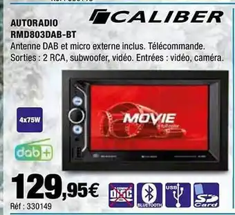 Autobacs Autoradio Rmd803dab-bt Caliber offre