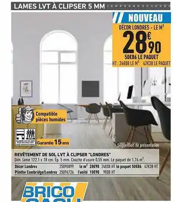 Brico Cash Revêtement De Sol Lvt à Clipser offre