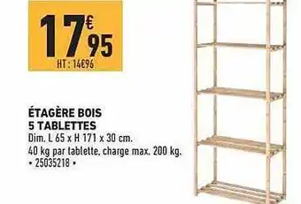 Brico Cash étagère Bois 5 Tablettes offre