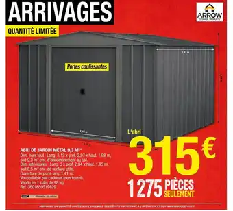 Brico Dépôt Abri De Jardin Métal 9,3 M² offre