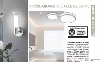 Bricomarché Applique Led Salle Bains Palmera, Plafonnier Led Salle De Bains Sistero offre