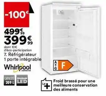 BUT Réfrigérateur 1 Porte Intégrable Whirlpool offre
