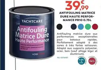 Antifouling Matrice Dure Haute Performance Pr10 0.75l Yachtcare