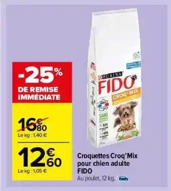 Carrefour Market Croquettes Croq'mix Pour Chien Adulte Fido offre