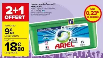 Carrefour Market Lessive Capsules Tout En 1 Ariel Pods offre