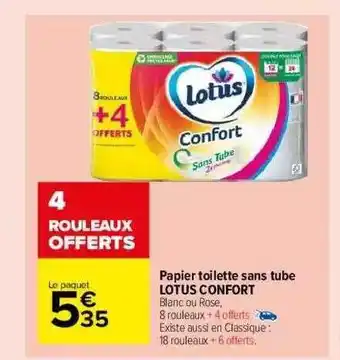 Carrefour Market Papier Toilette Sans Tube Lotus Confort offre