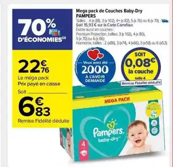 Carrefour Market Méga Pack De Couches Baby-dry Pampers offre