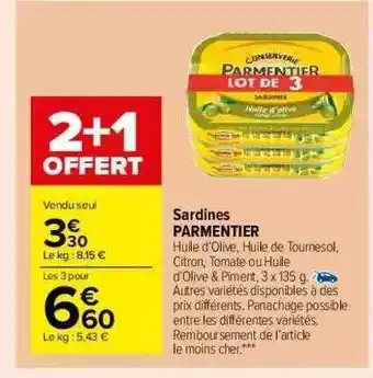 Carrefour Market Sardines Parmentier offre