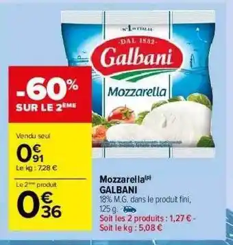 Carrefour Market Mozzarella Galbani offre